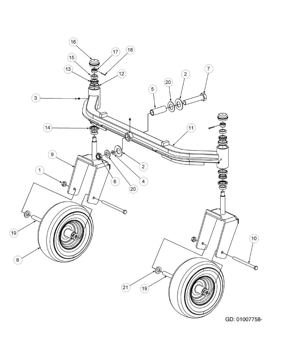 Front Caster Assembly 72-Inch Diagram and Parts List for M72-CT 53AB5JEZ750-28-HP-3Cylinder-OHV Cub Cadet Lawn Tractor